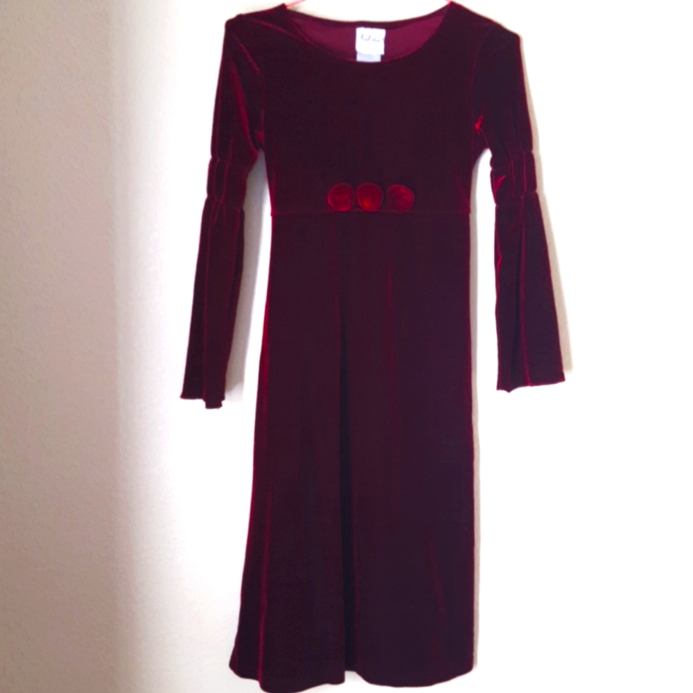 EUC Rose Cottage girls faux velvet dress sz 8